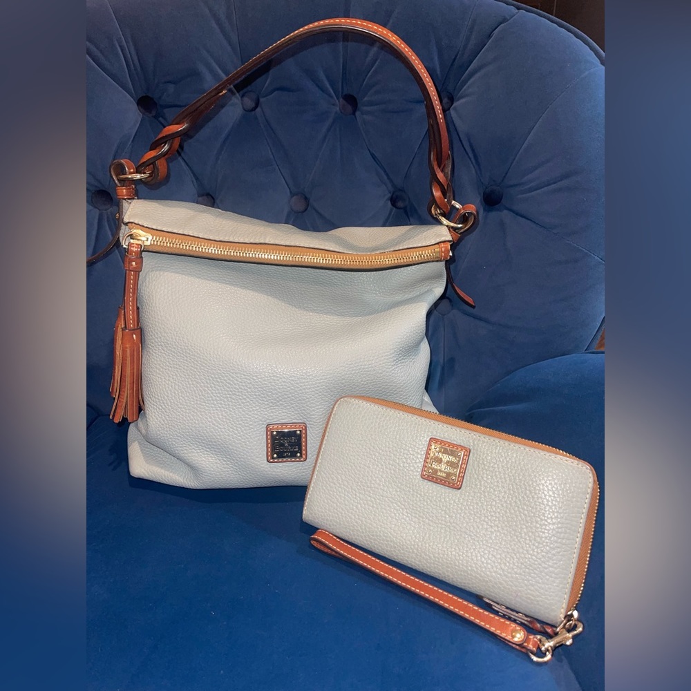 Dooney and Bourke pebbled leather twist strap hobo & large zip around wristlet
